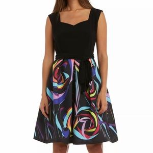 Multicolor Fit & Flair Sleeveless Dress